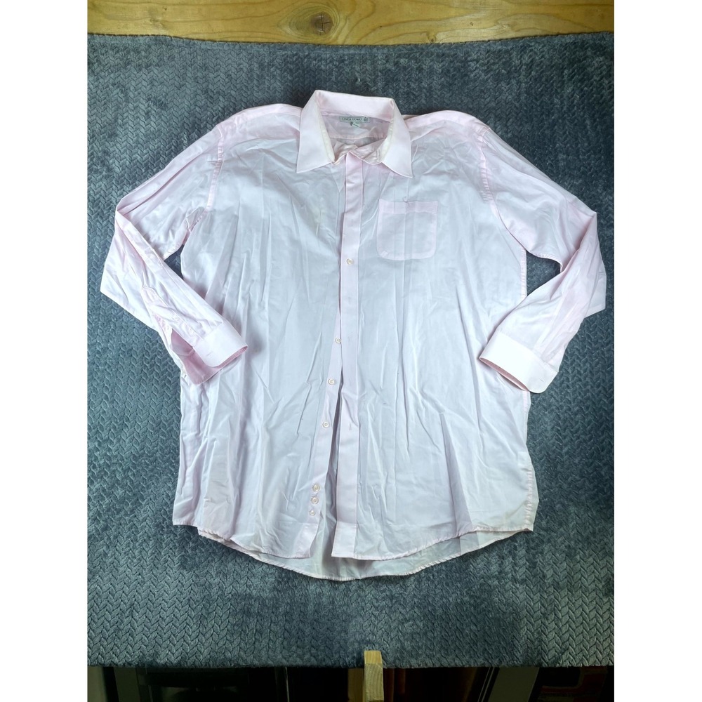 Linea Uomo Dress Shirt Mens 19 38/39 Pink Cotton Long Sleeve Business Formal